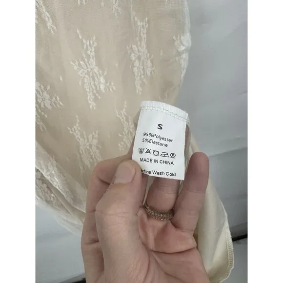 Coquette Y2K Lace Midi Skirt Women Small Ivory Fairy Whimsical Retro Minimalist - Picture 3 of 7